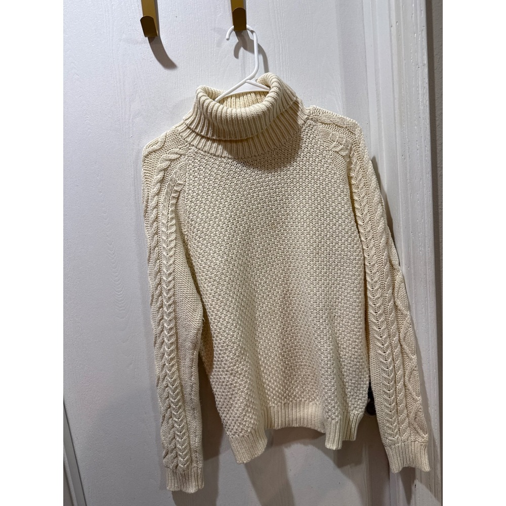 Lauren Ralph Lauren Cream Cable Knit Turtleneck Sweater Womens XL Cotton Blend